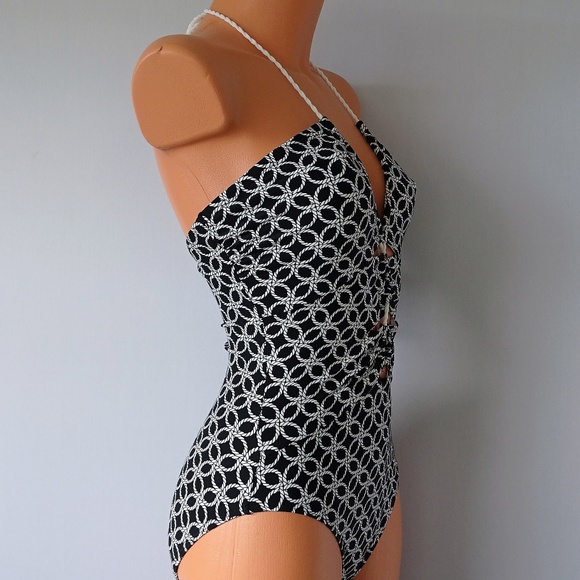 Michael Kors One Piece Rope Strap Keyhole Swimsuit - Picture 2 of 4